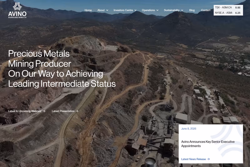 Avino Silver & Gold investor website